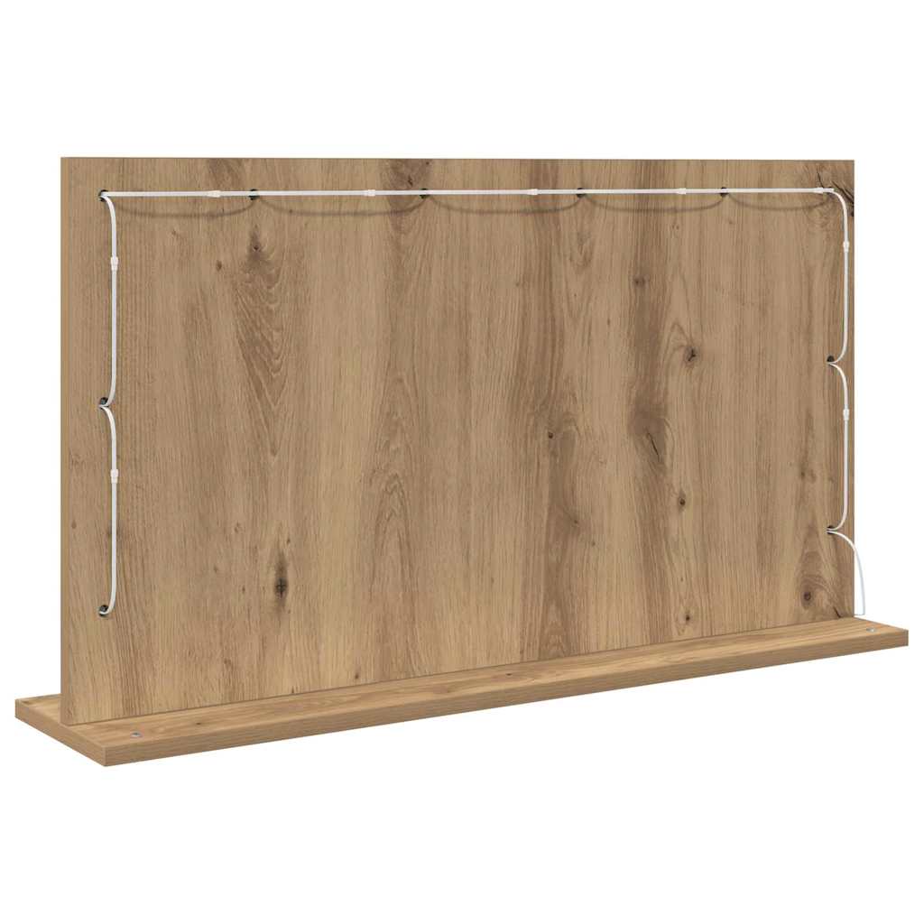Vanity Mirror with LED Strip Lights Artisan Oak 80 x 45 x 18 cm